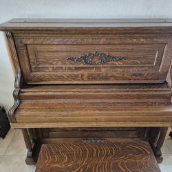 Original Antique American Oak Piano 