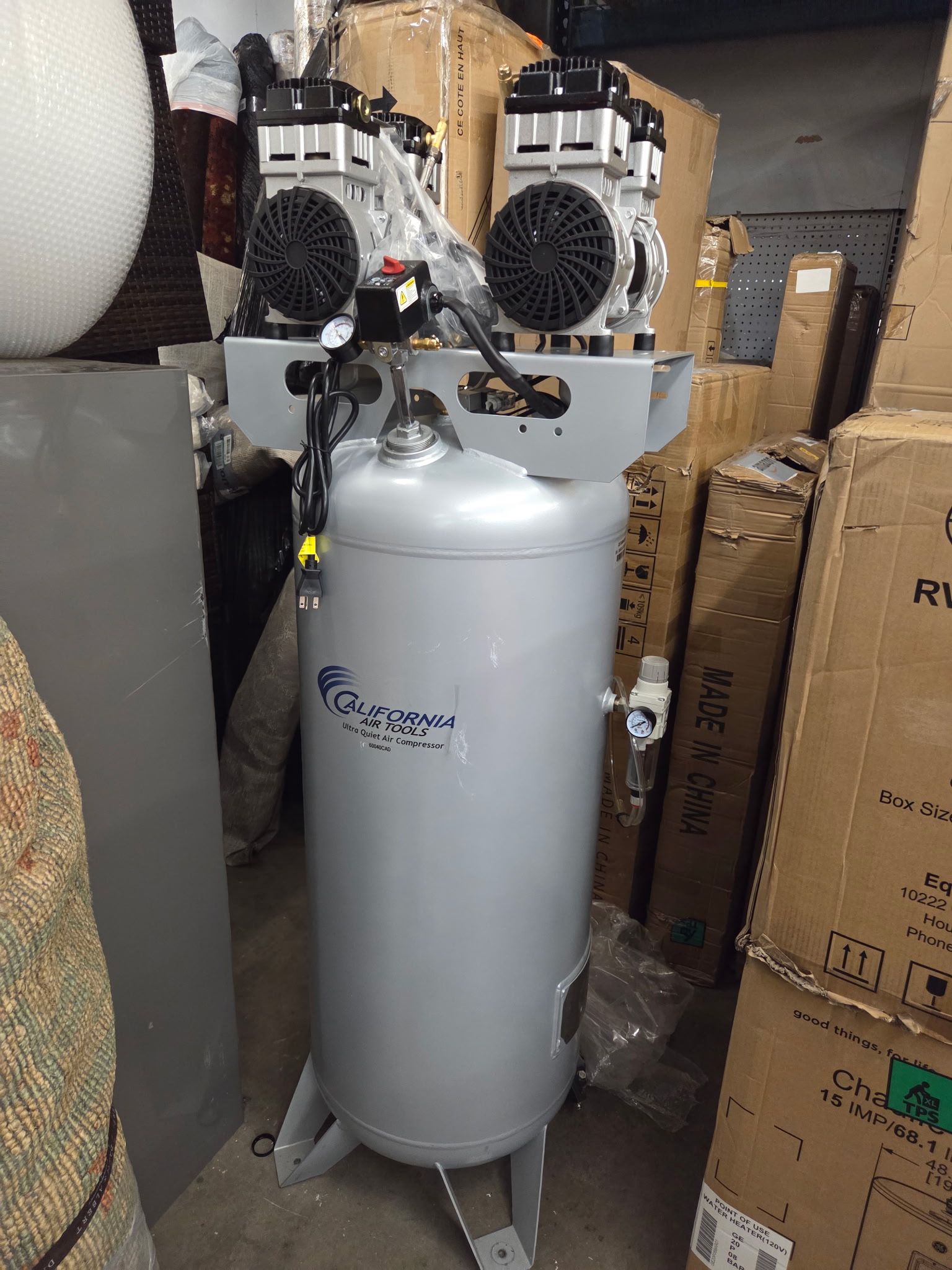 California Air Tools CAT-60040CAD 4.0 HP Ultra Quiet and Oil-Free Air Compressor, 60 Gallon Steel Tank, 75 dBA Noise Level