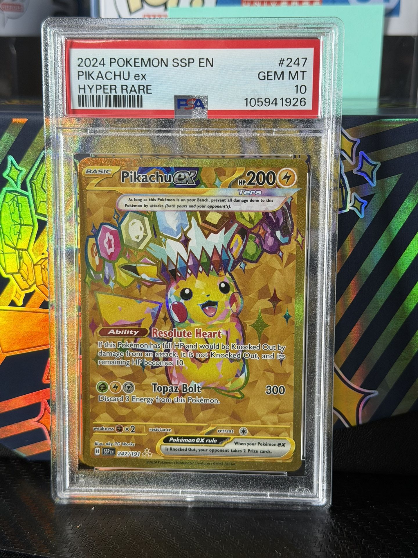 Pikachu ex 247/191 Sv08: Surging Sparks Holo Hyper Rare 2024 Pokemon PSA 10