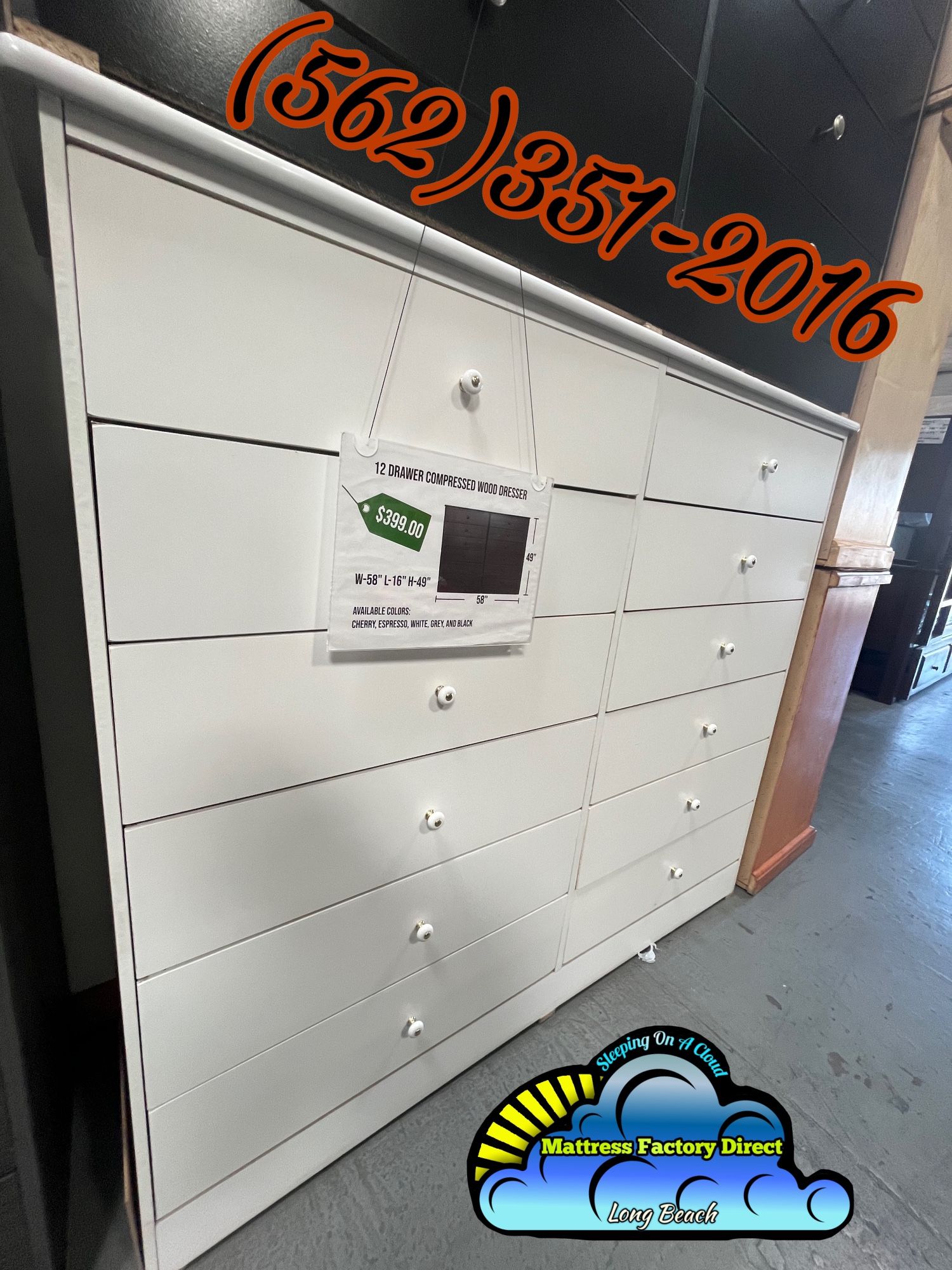 White Dozen Drawer Dresser Chest Cajonera Comoda Nueva