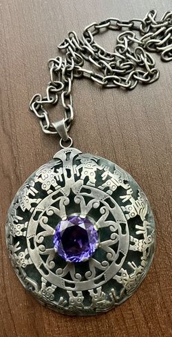 Vintage Sterling Signed Mexico 82grams Pendant 