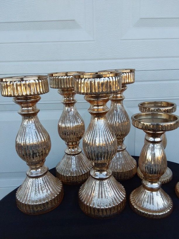 Gold Mercury Glass Candleholderx