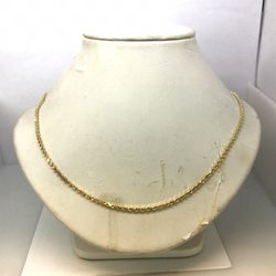 Solid 14K Yellow Gold Rope Chain Necklace 1.5mm 18”