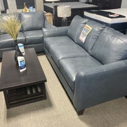 Leather Sofa & Loveseat 👍💙 Easy Financing’ $1,599