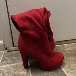 Red Heeled Boots W/ Tie On Back 