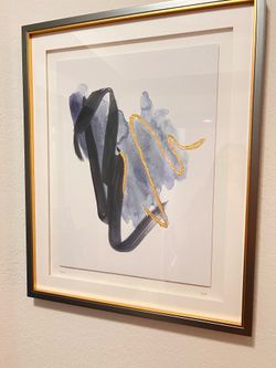 Modern Abstract Blue Print Art Framed