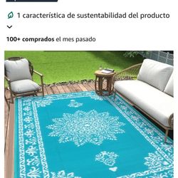 Alfombra de exterior de 5 x 8 pies, alfombra de plástico
impermeable para patio, reversible, resistente a los rayos
UV, portatil, para caravana, alfom