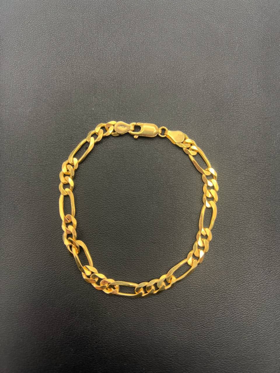 18k solid yellow gold Figaro link 8.25β bracelet 6 mm 13.2 grams