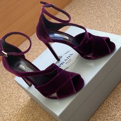 Prada Purple Velvet Sandals 