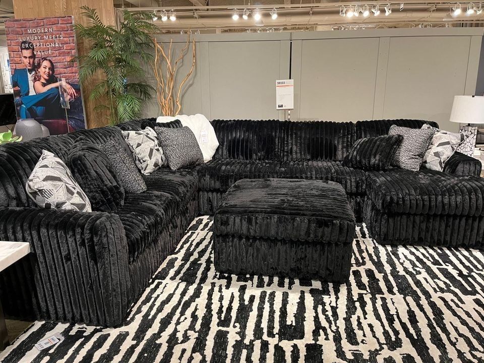 Large 3 piece Sectional features luxuriously soft jumbo corduroy fabric