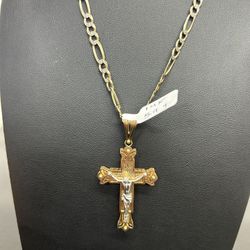 Dia Cut Fígaro Chain/ Cross Charm