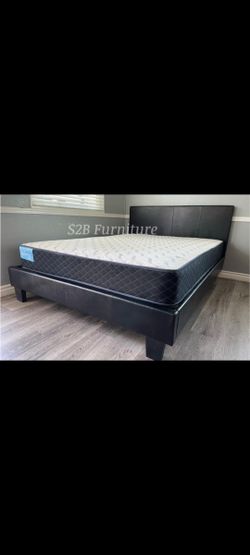 Queen Size Expresso Plain W Orthopedic Mattress 