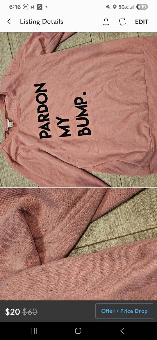 Maternity Sweatshirt Pardon My Bump Large