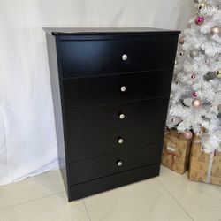Black Chest Five Drawer New!
