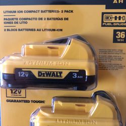 Dewalt DCB124-2 3 Amp 12 Volt Batteries NÉW In BOX