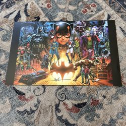 DC Comics, Batman family print signed by Colorist Brad Anderson