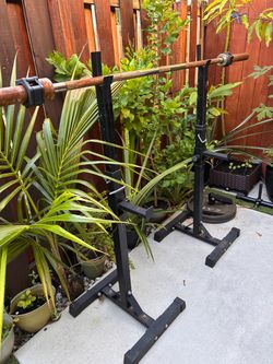 Olympic Barbell + Squat Rack / Bench Press Rack – Home Gym