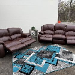 Genuine Leather Cushions Recliner Sofa And Loveseat