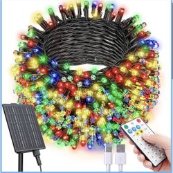 Brand New!! 142Ft 400 LED Crystal Beads Solar String Lights with Remote
