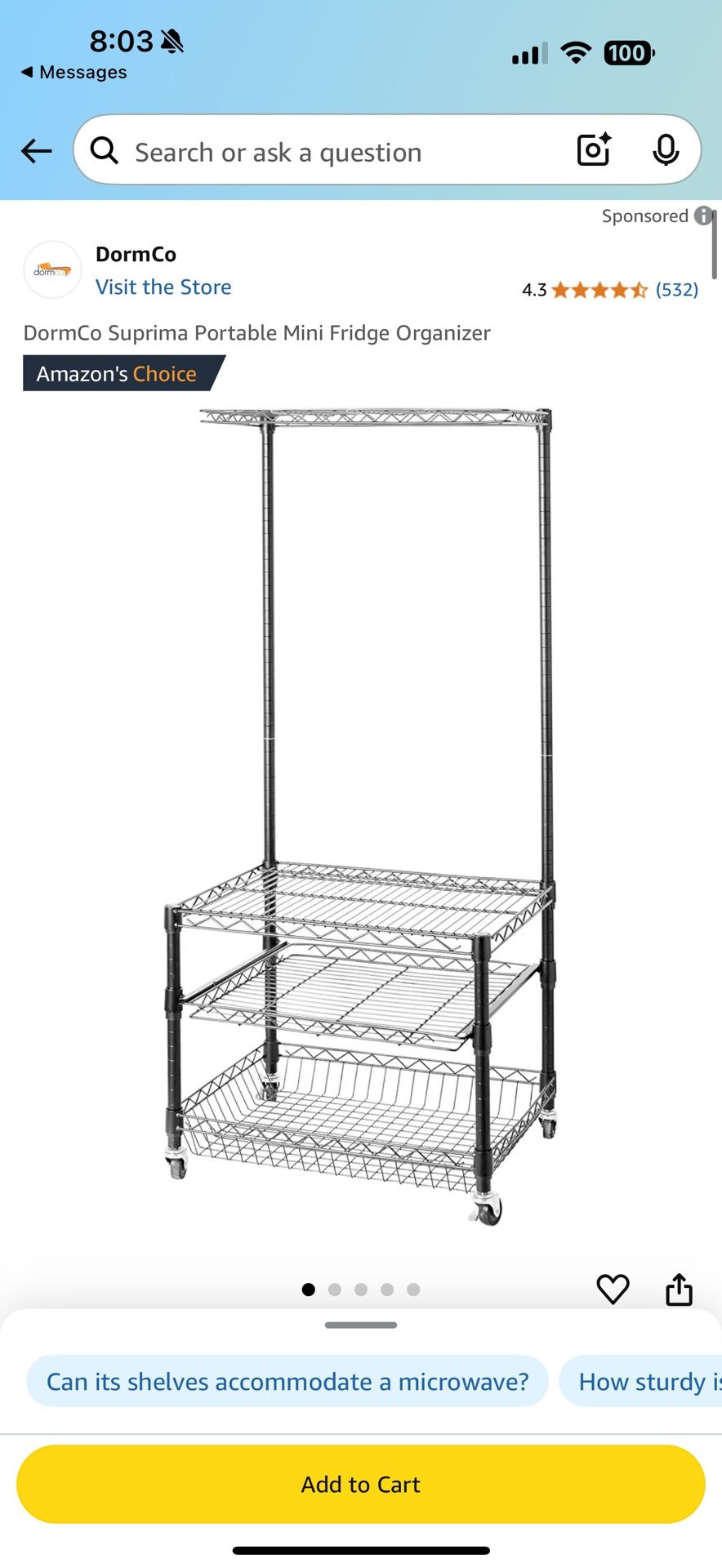 DormCo Suprima Portable Mini Organizer