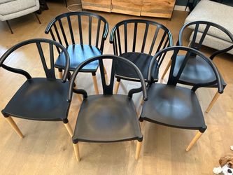Set of 6 Black Modern Dining Chairs