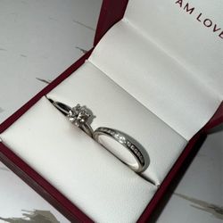 Helzberg Solitaire Diamond Ring and Wedding Band