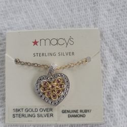 Heart Necklace With Ruby And Diamonds