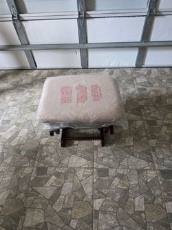 Upholstered Footstool Ottoman with Wood Base