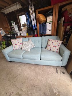 Light Blue 3-Seat Sleeper Sofa / Pull-Out Couch