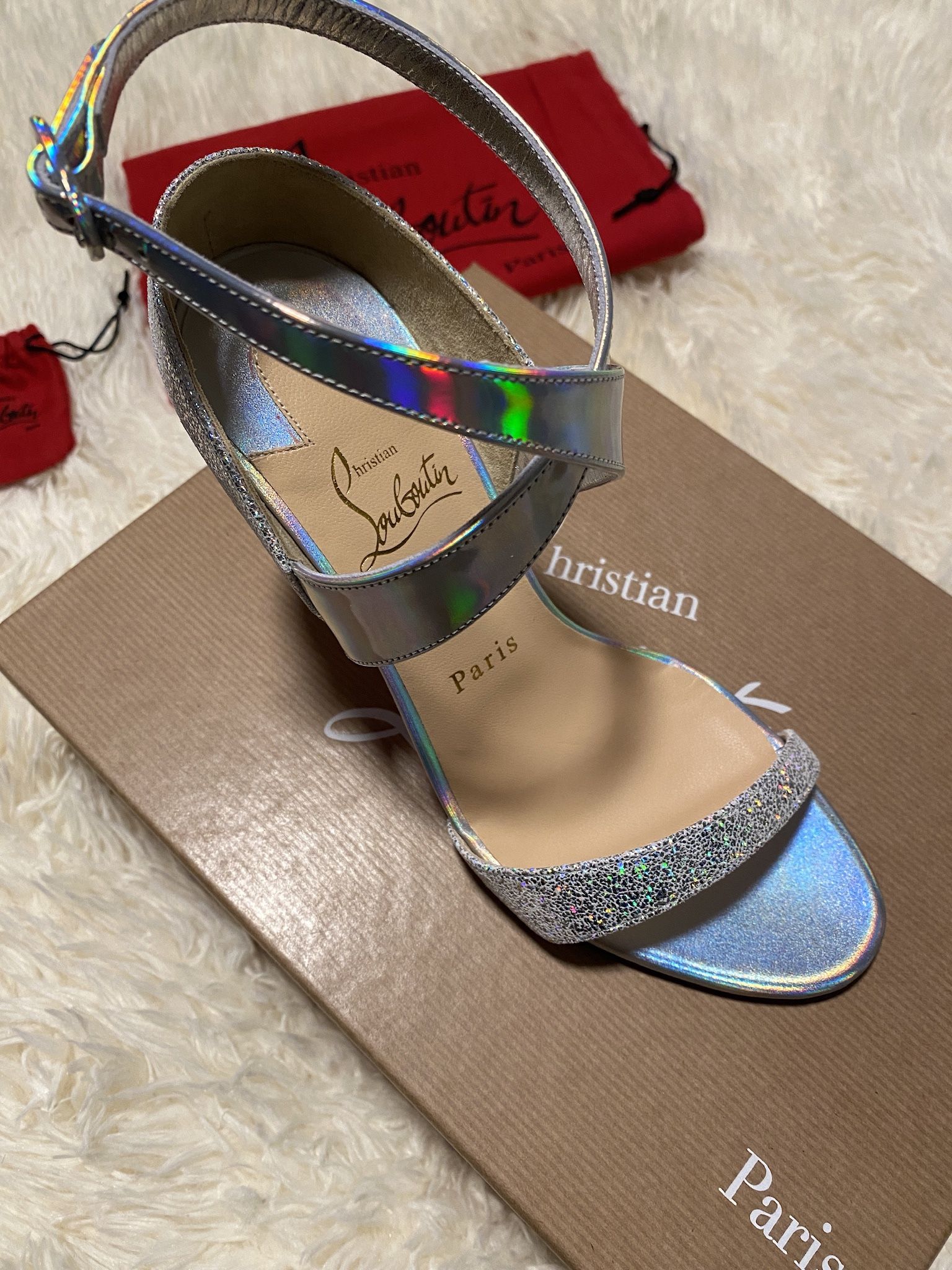 Christian Louboutin Open Liloo Glitter Sandal, 85mm
