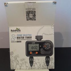 RainPoint 2-Zone Digital Sprinkler Timer, Hose Water Timer open box new selling for only $25 retails for $55 plus tax.
