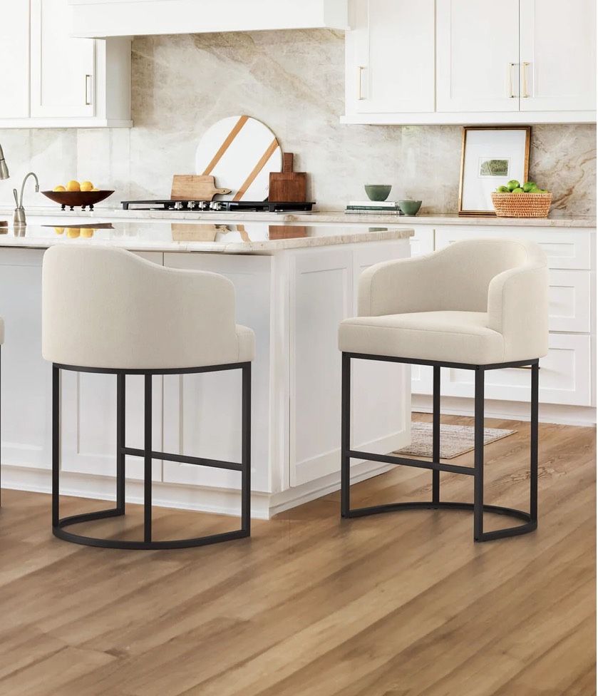 2X Linen Color 27” Fabric Barstools 