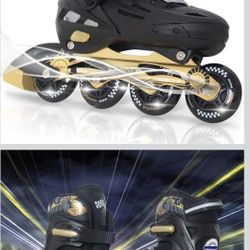 Adjustable Roller Skates with PU Flashing Wheels Medium - Big Kid (13C-3 US)
