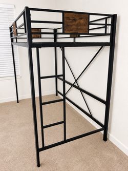 Twin Metal Loft Bed w/ Wood Accents – Never Slept On – $175