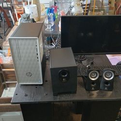 HP Pavilion Desktop/ 24inch Dell Monitor And Key Pad/Logitech Speakers