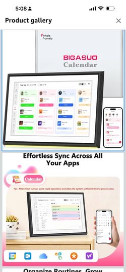 BIGASUO 10.1" Digital Calendar, Smart Touchscreen Interactive Display, Electronic Organizer for Monthly, Weekly & Daily Agenda, Chore Chart, Meal Plan