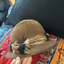 Vintage Hush Puppies Suede Fedora Hat