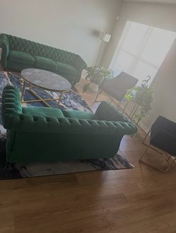 Green Velvet Chesterfield Sofa Set