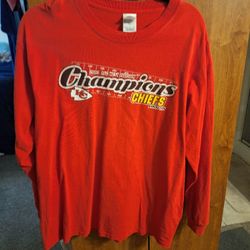 Vintage 2003 Kansas City Chiefs NFL Football AFC Champion Long Sleeve Tee Large-$50.00