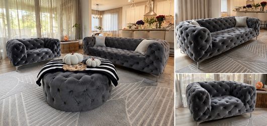 4 Pieces Modern Tufted Living Room Set – Good Condition