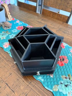 Black Hexagonal Desk Organizer with Six Drawers
