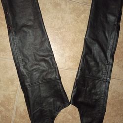 Interstate Leather Classic Originals Black Leather Chaps Sz XS pre-owned