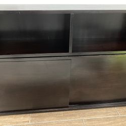 Mid Century Modern Styled Wood Entertainment tv Stand Gaming Storage Unit Cabinet With Two Pieces & Sliding Doors With Inner Shelves