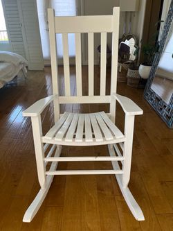 White Wood Slat Rocking Chair
