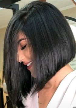 14 inch Black Bob wig with Side Part!