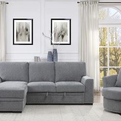 Morelia Gray LAF Storage Sleeper Sofa Chaise & Couch , Sectional Options 