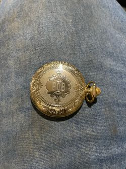 Antique Gold-Tone Engraved Pocket Watch