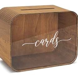 Heather & Willow Wooden Wedding Card Box with Slot | Acrylic Wedding Decorations for Reception, for Honeymoon Fund & Money | Baby Shower, Bridal Showe