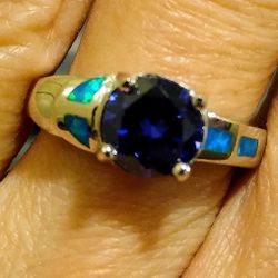 Beautiful Sterling Silver Tanzanite Fire Opal Ring! 🔥💍