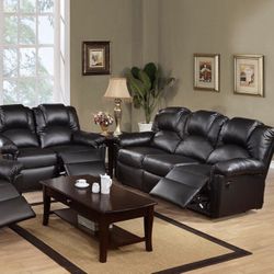 Black recliner Sofa And Loveseat Set Brand New